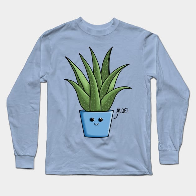 ALOE! how are you?, Happy Aloe Vera with pun Long Sleeve T-Shirt by AlmightyClaire